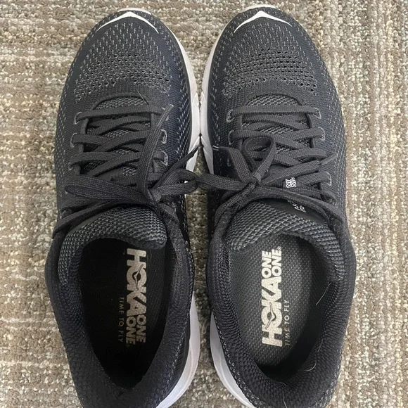 Excellent like new Hoka Black and White Athletic Sneakers - Picture 2 of 3